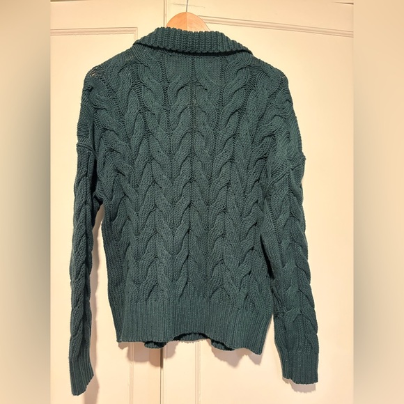 Loft Green Chunky Cable Knit Sweater - Picture 2 of 4